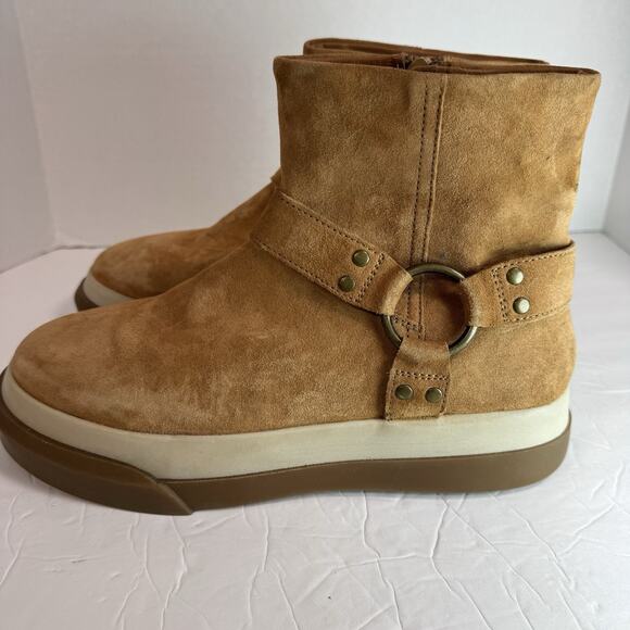 NEW Free People Bodhi Harness Sneaker Bootie Tan Suede boots shoes moto boho 9.5 - Picture 3 of 7